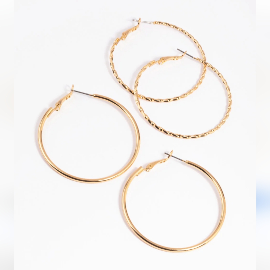 Gold Hoop Earrings Set 9$
